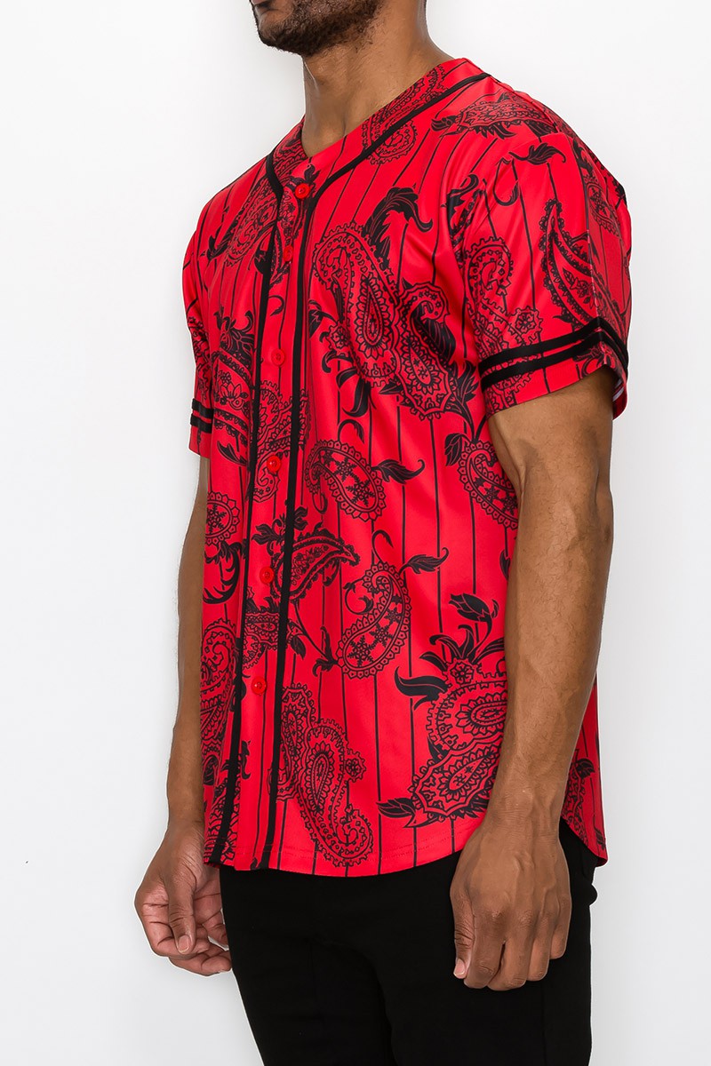 Pinstripe Bandana Baseball Jersey - Red