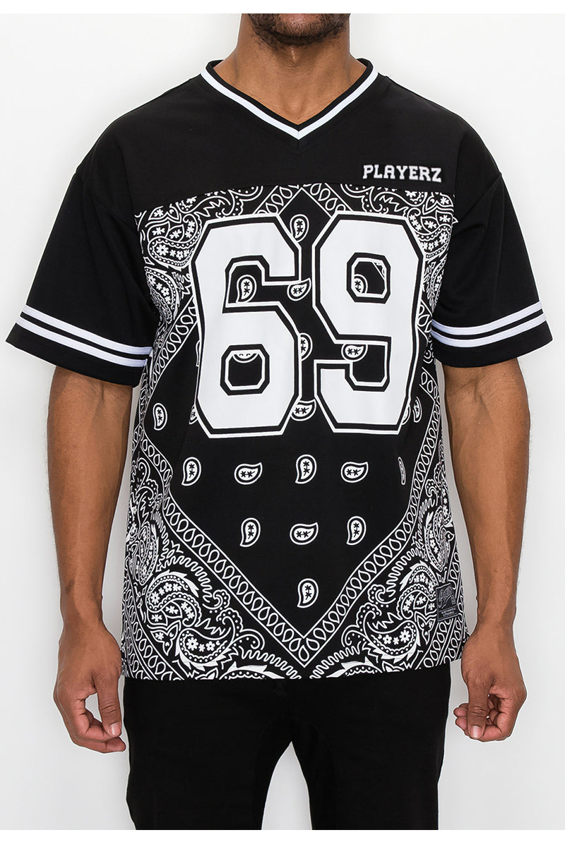 トップス XXL Bandana Football Jersey Black 69 Bandana Football Shirts – VICTORIOUSUSA