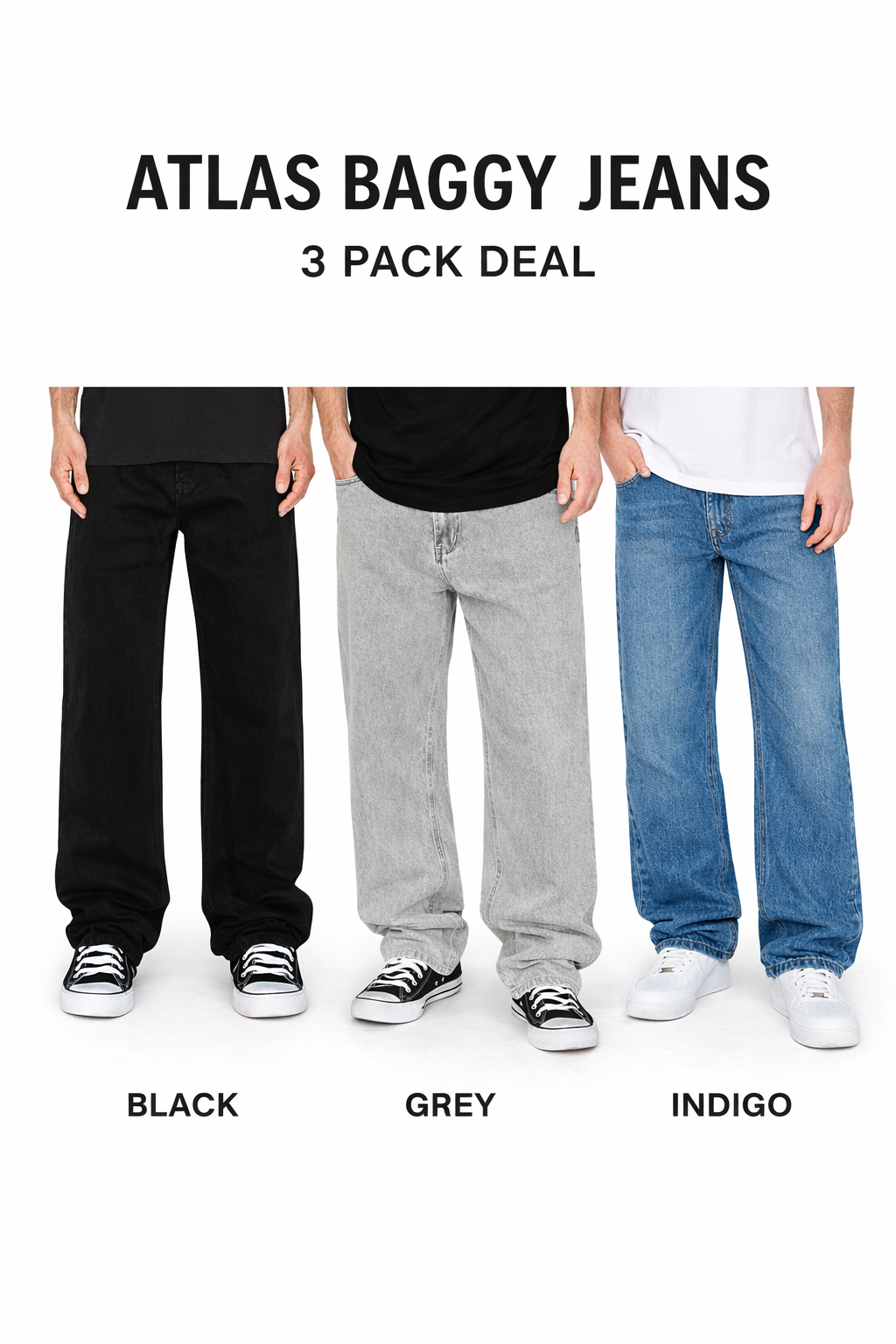 Men's ATLAS 13oz Heritage Baggy Denim 3-Pack Bundle | VICTORIOUS Men's ATLAS 13oz Heritage Baggy Denim 3-Pack Bundle | VICTORIOUS