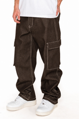VALOR Baggy Fit Raw Denim Cargo Jeans