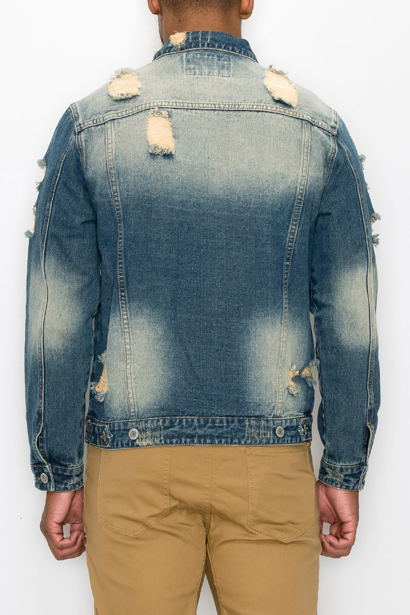 Distressed Faded Denim Jacket