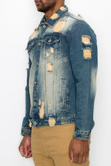 Distressed Faded Denim Jacket