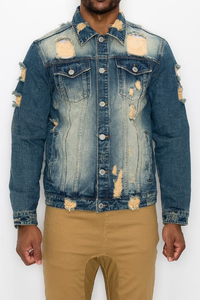 Distressed Faded Denim Jacket