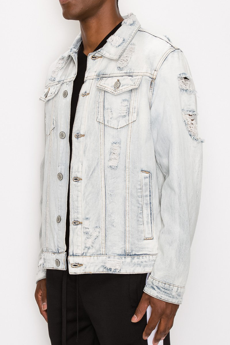 Distressed Faded Denim Jacket