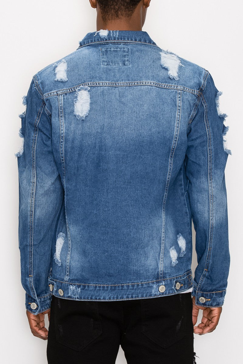 Distressed Faded Denim Jacket