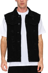 Distressed Denim Vest