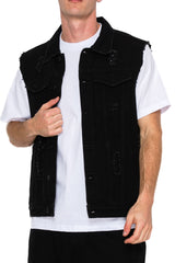 Distressed Denim Vest