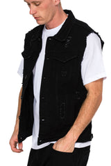 Distressed Denim Vest