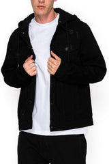 Layered Hooded Denim Jacket