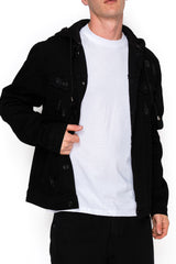 Layered Hooded Denim Jacket
