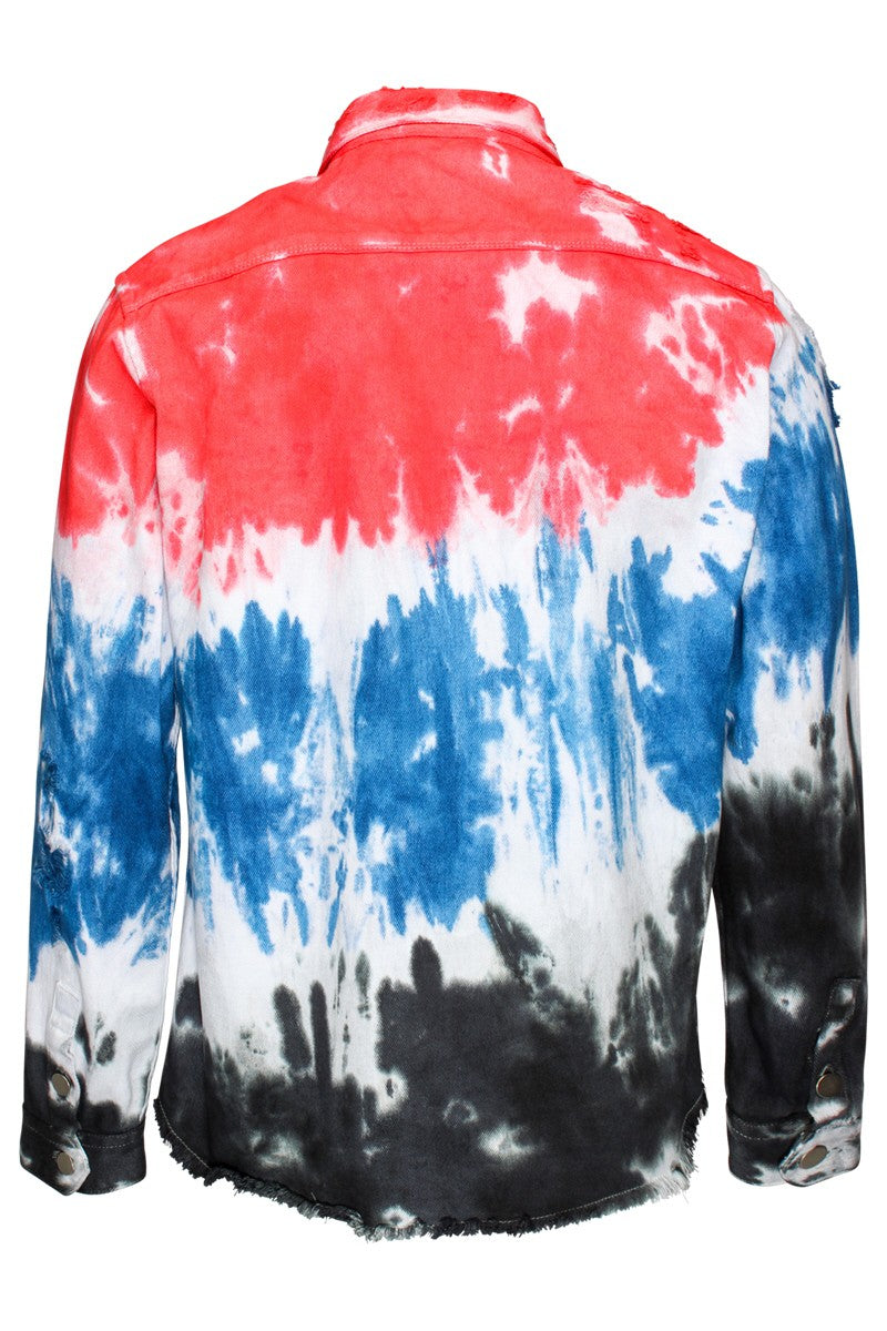 Tie Dye Ripped Denim Overshirts