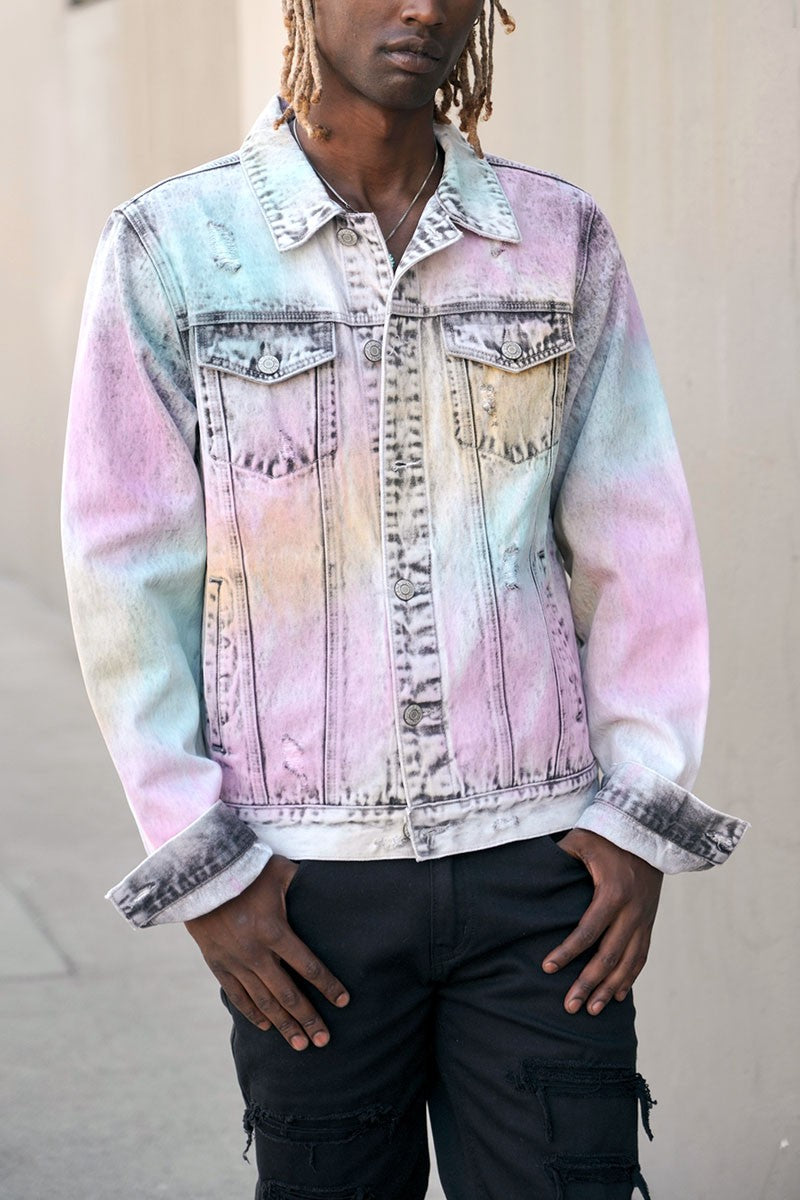 Multi Color Airbrushed Denim Jacket