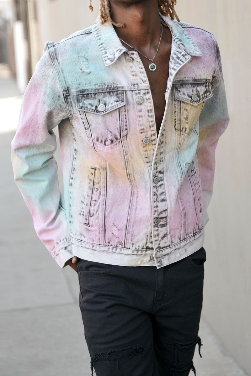 Multi Color Airbrushed Denim Jacket