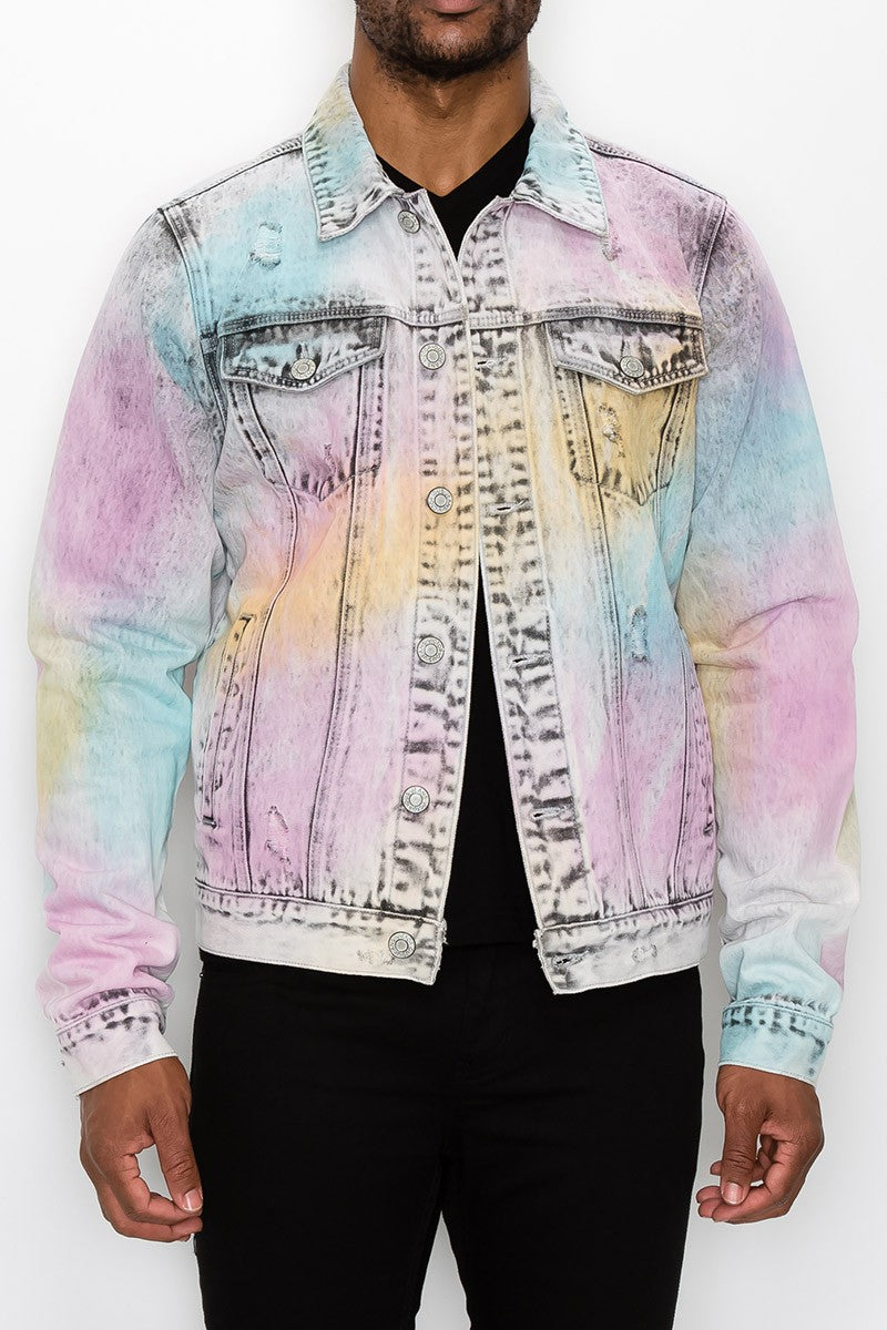 Multi Color Airbrushed Denim Jacket