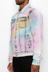 Multi Color Airbrushed Denim Jacket