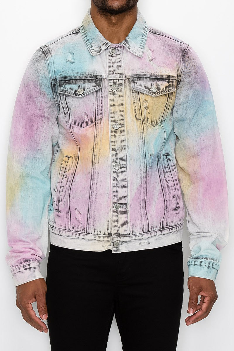 Multi Color Airbrushed Denim Jacket