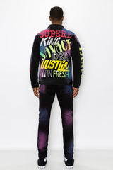 Airbrush Scribble Denim Jacket