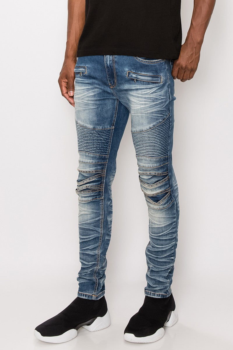 Creased Biker Denim Jeans – VICTORIOUSUSA