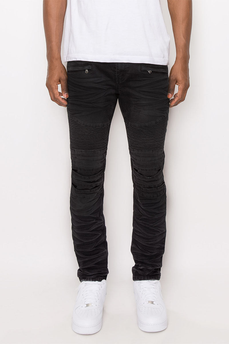 Mens black biker jeans discount