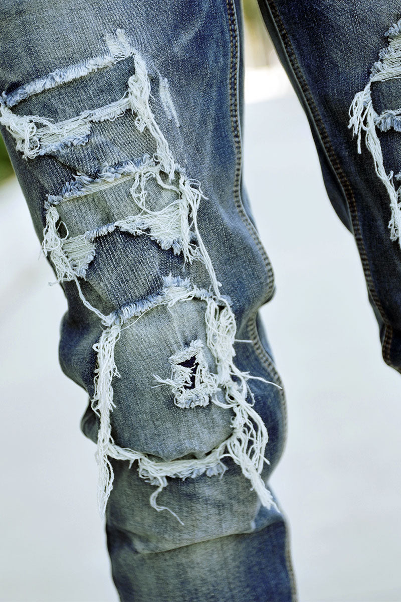 RIP & REPAIR DENIM JEANS - INDIGO