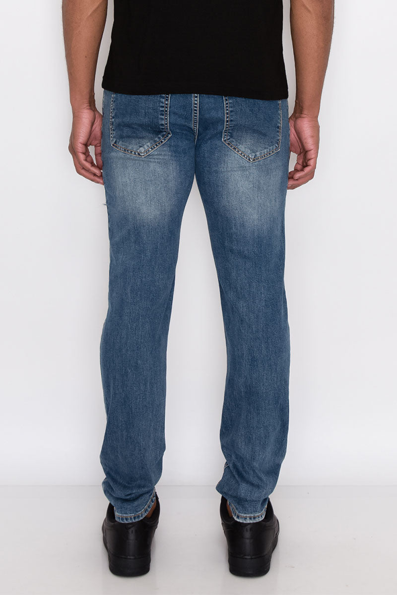 RIP & REPAIR DENIM JEANS - INDIGO