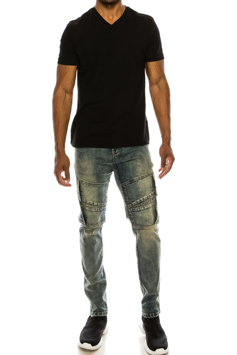MOTO CARGO DENIM JEANS - VINTAGE