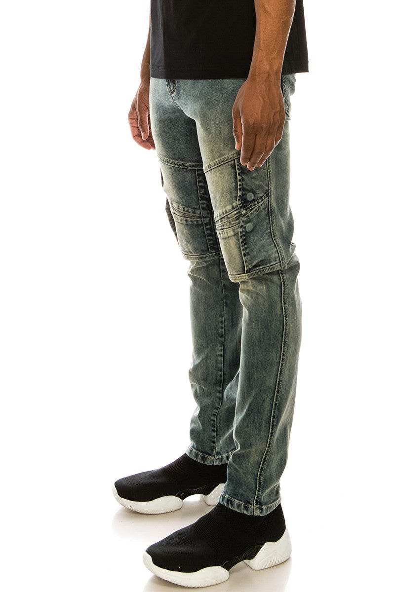 MOTO CARGO DENIM JEANS - VINTAGE