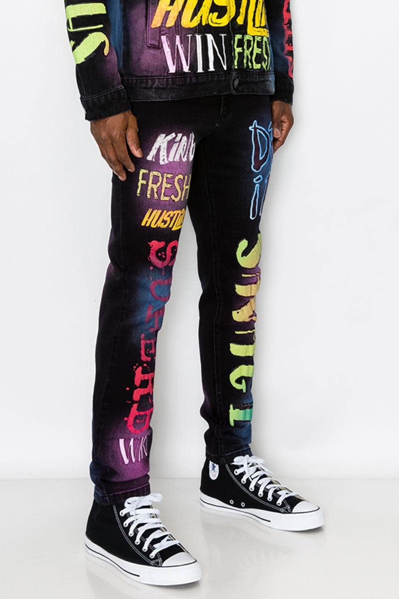 Airbrush Scribble Denim Jeans