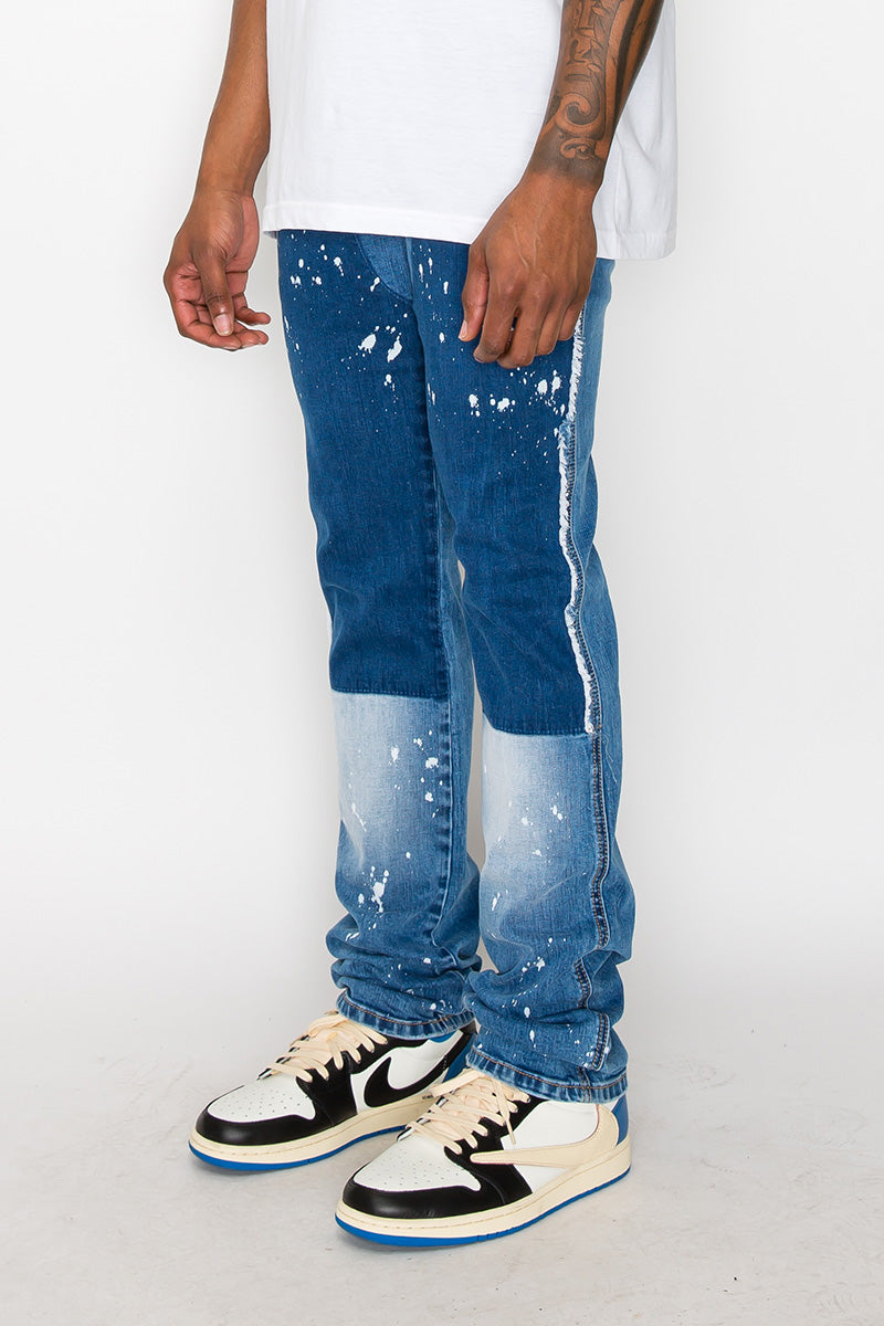 Stacked Fit Repair Denim Jeans