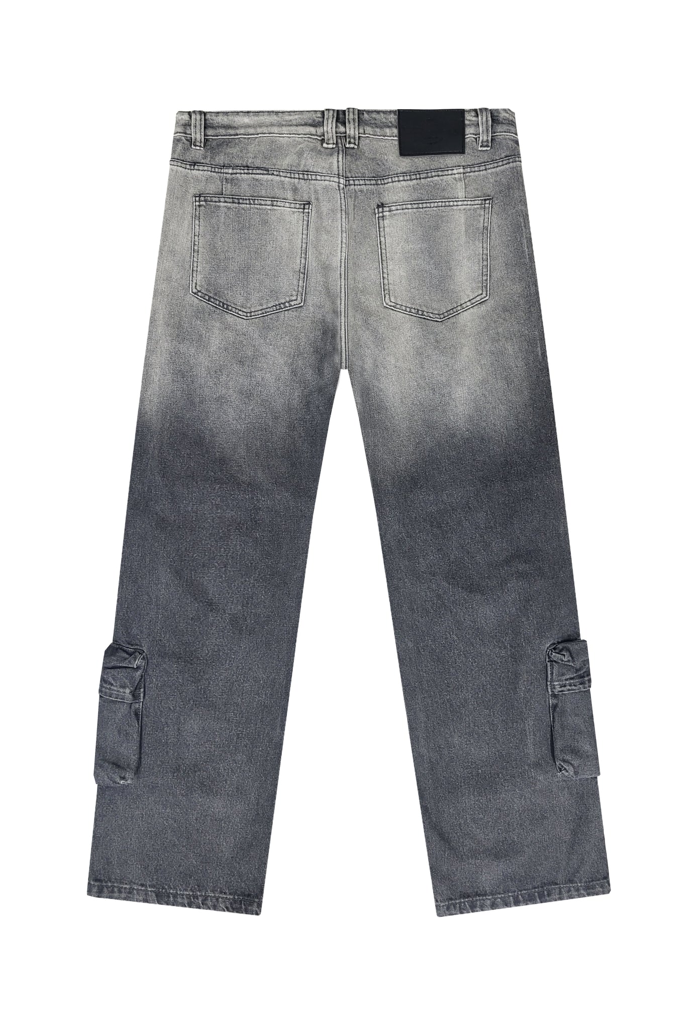 Baggy Fit Faded Wash Cargo Jeans