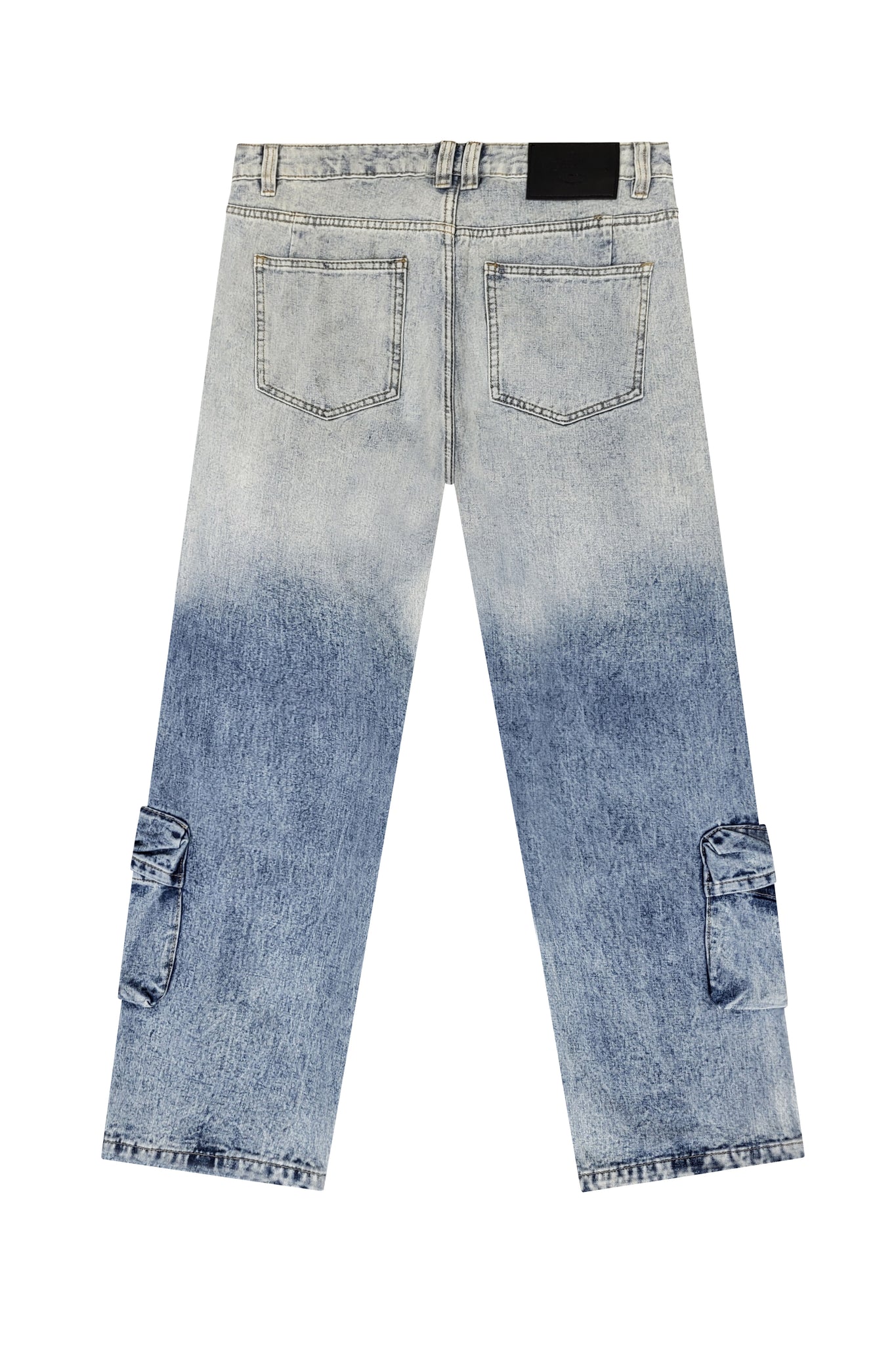 Baggy Fit Faded Wash Cargo Jeans