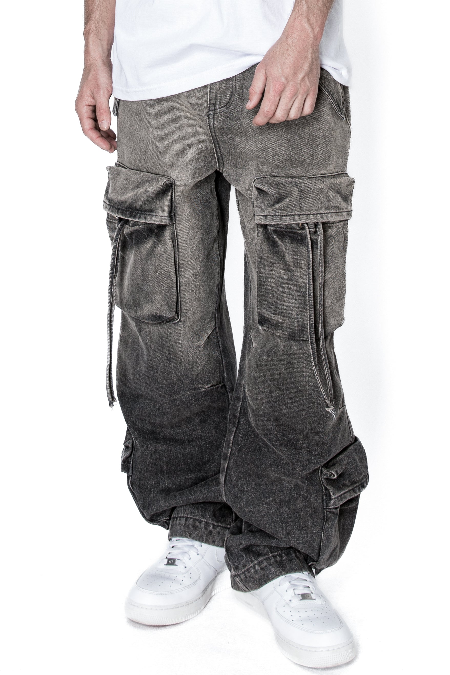 Baggy Fit Faded Wash Cargo Jeans – VICTORIOUSUSA