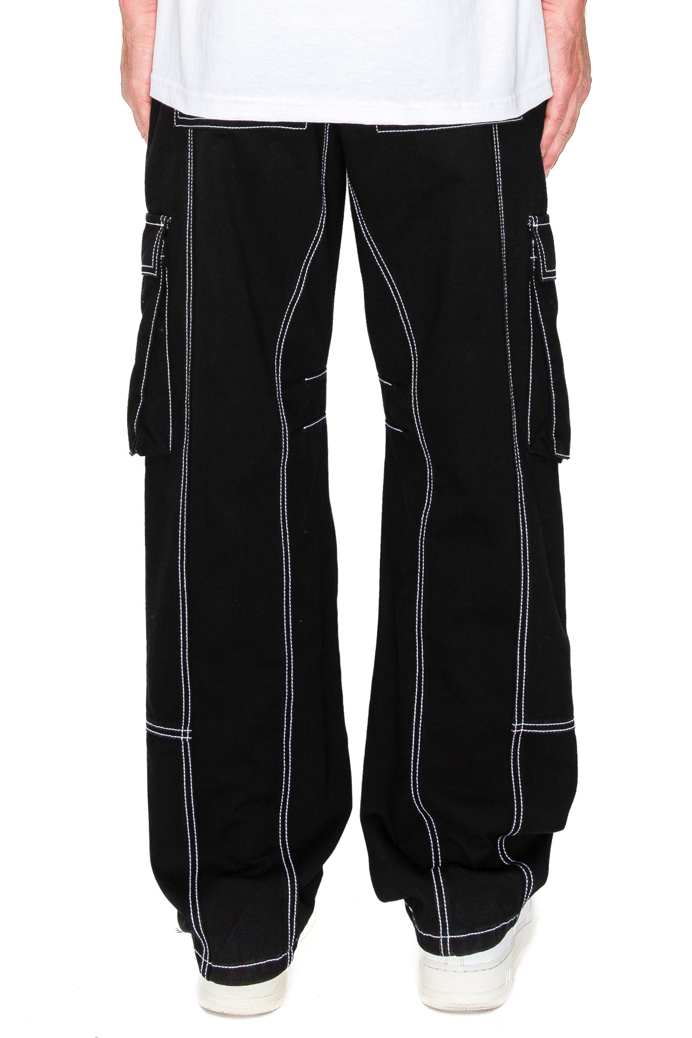 Baggy Fit Contrast Stitch Cargo Jeans