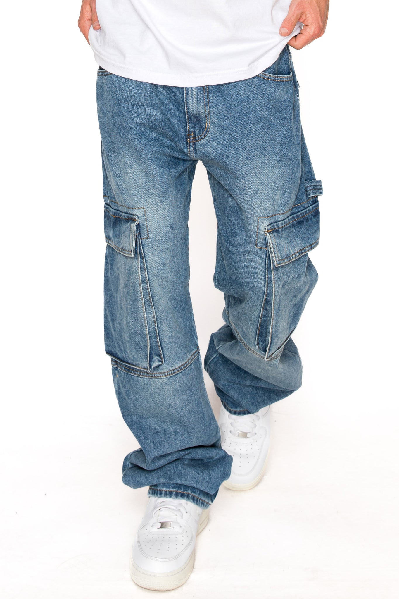 Baggy Fit Cargo Denim Jeans