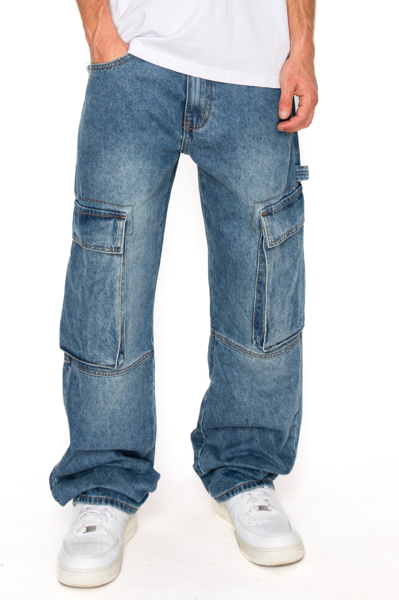 Baggy Fit Cargo Denim Jeans