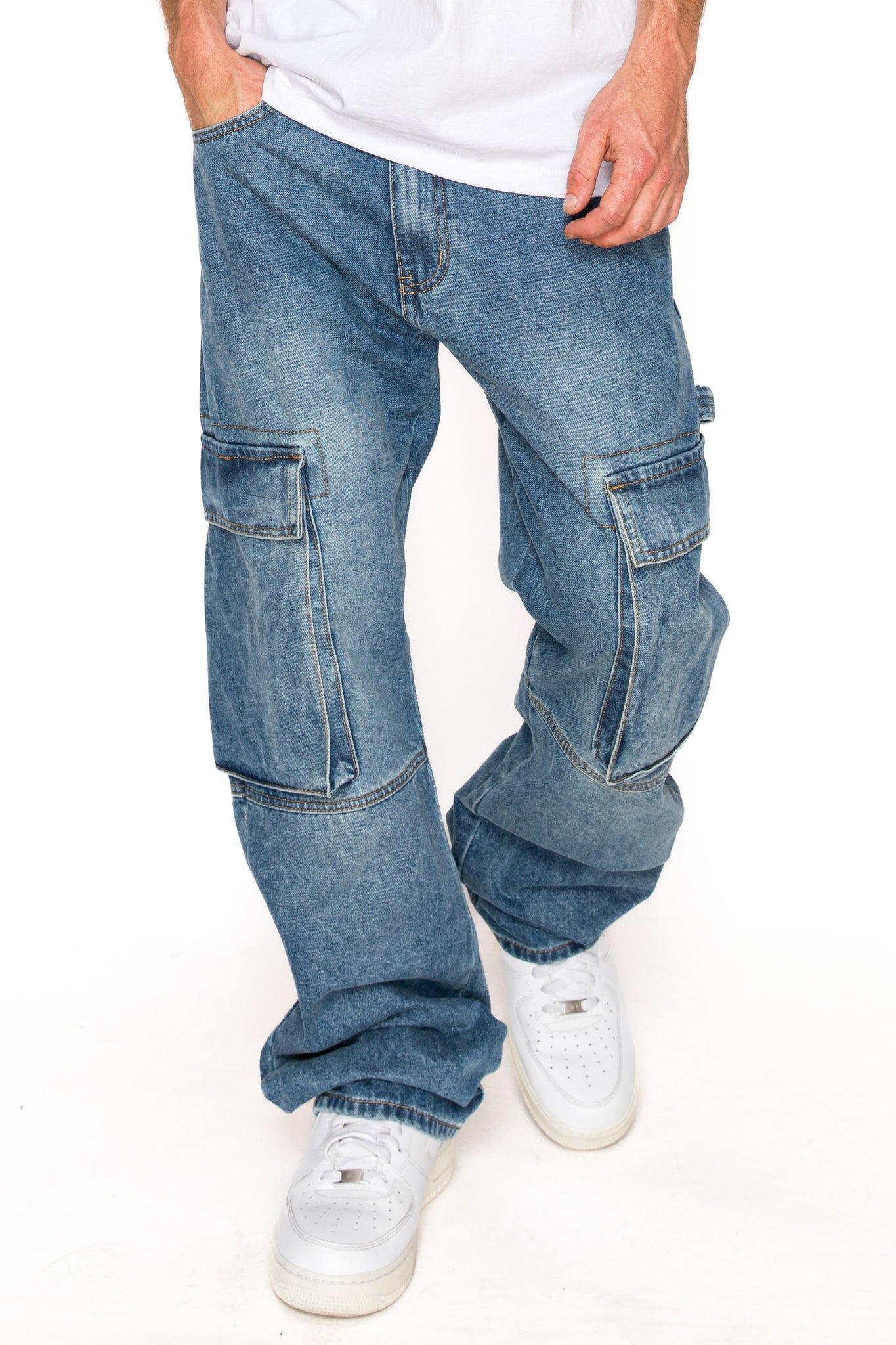 Baggy Fit Cargo Denim Jeans