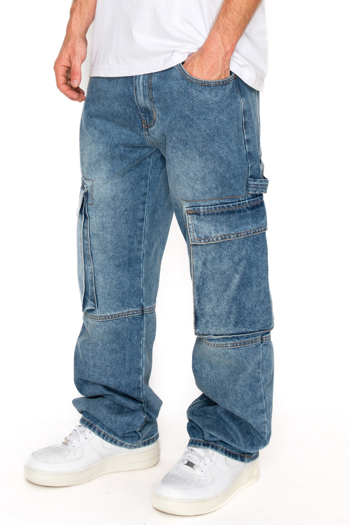 Baggy Fit Cargo Denim Jeans