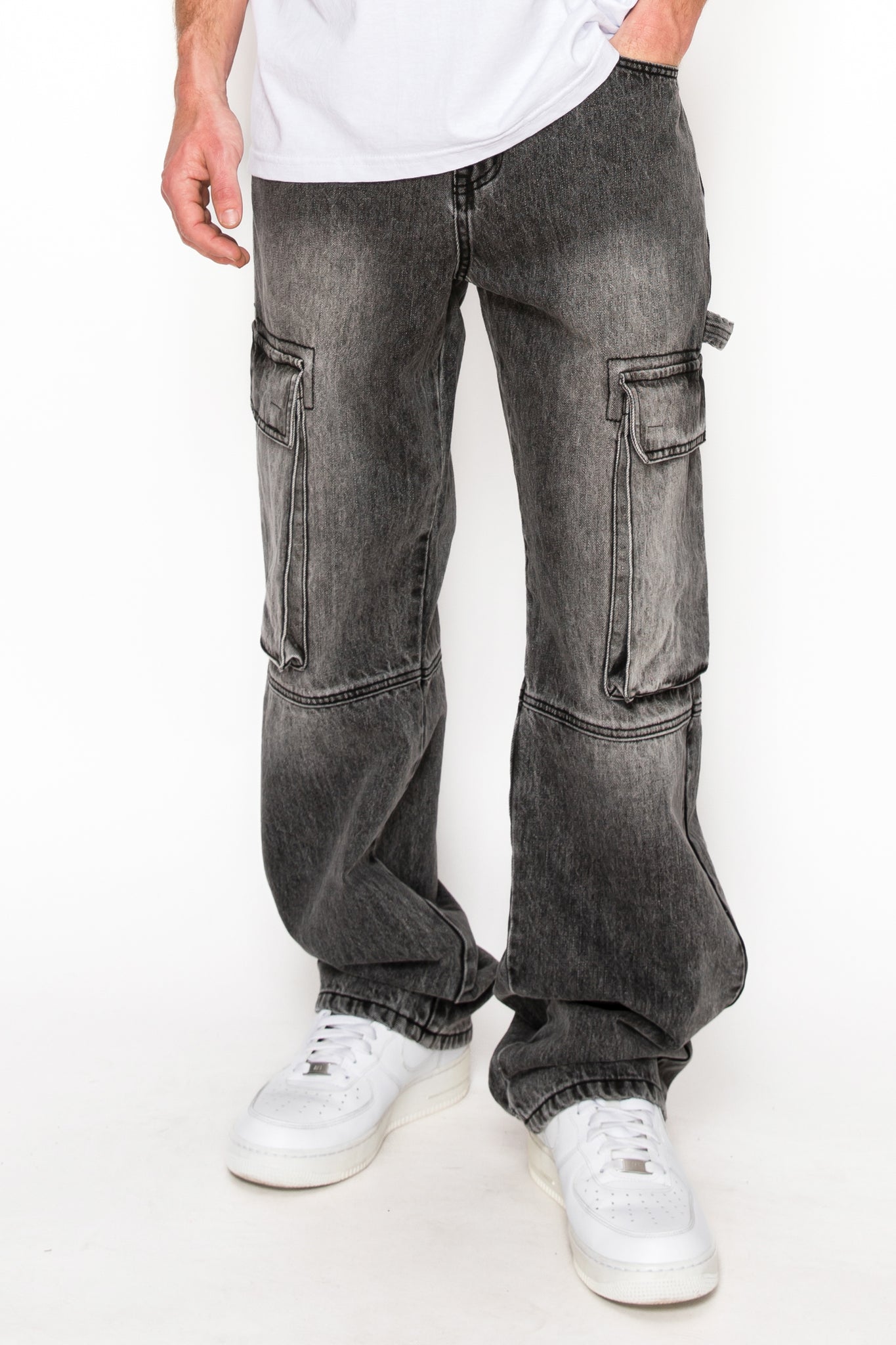 Baggy Fit Cargo Denim Jeans