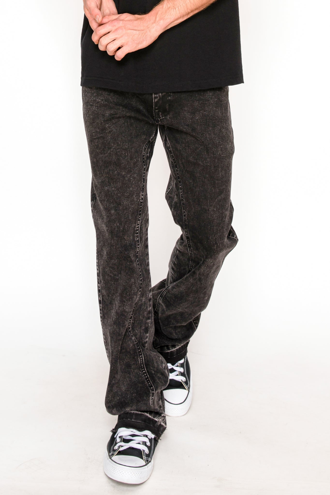 Ash Black Flared Denim Jeans