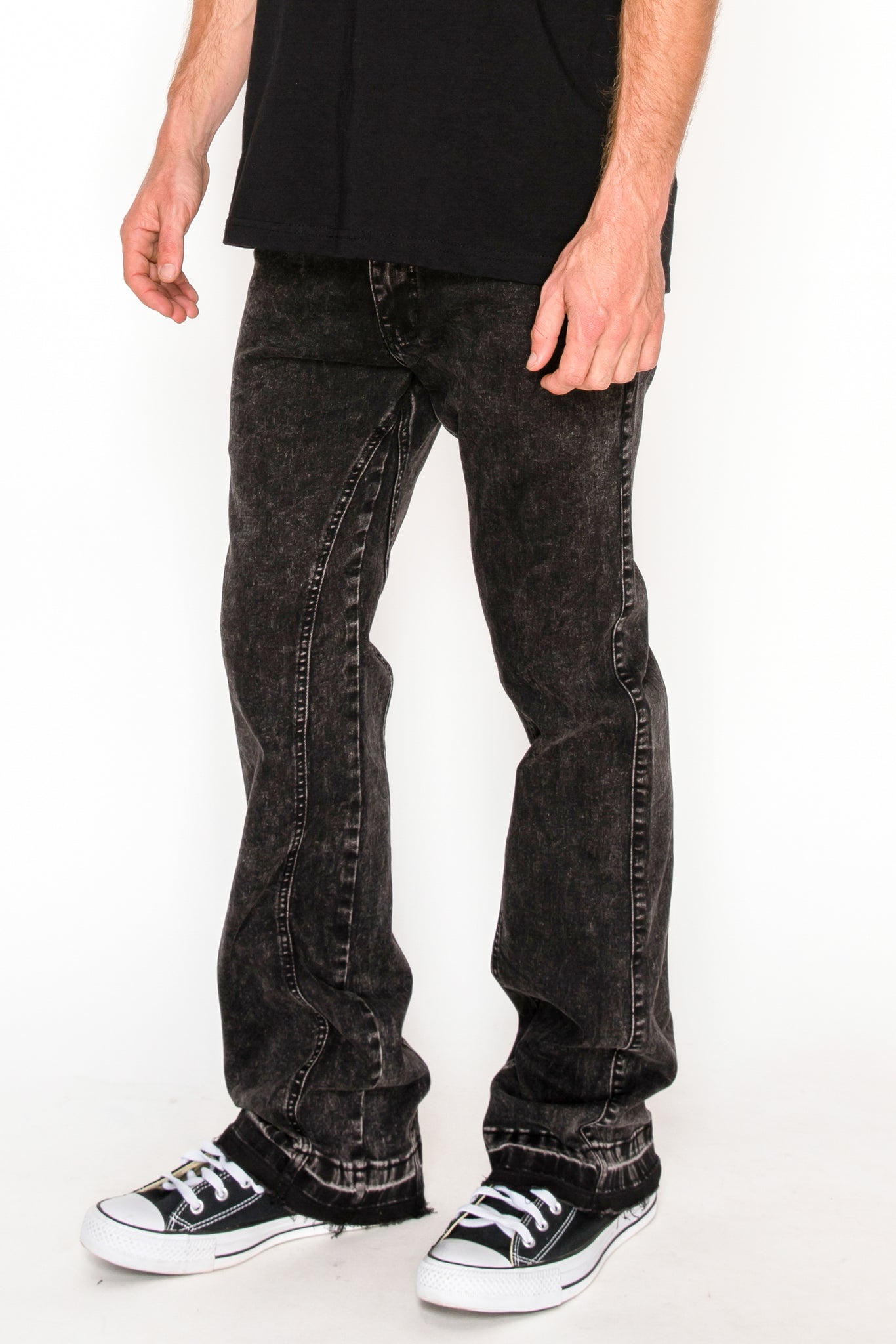 Ash Black Flared Denim Jeans