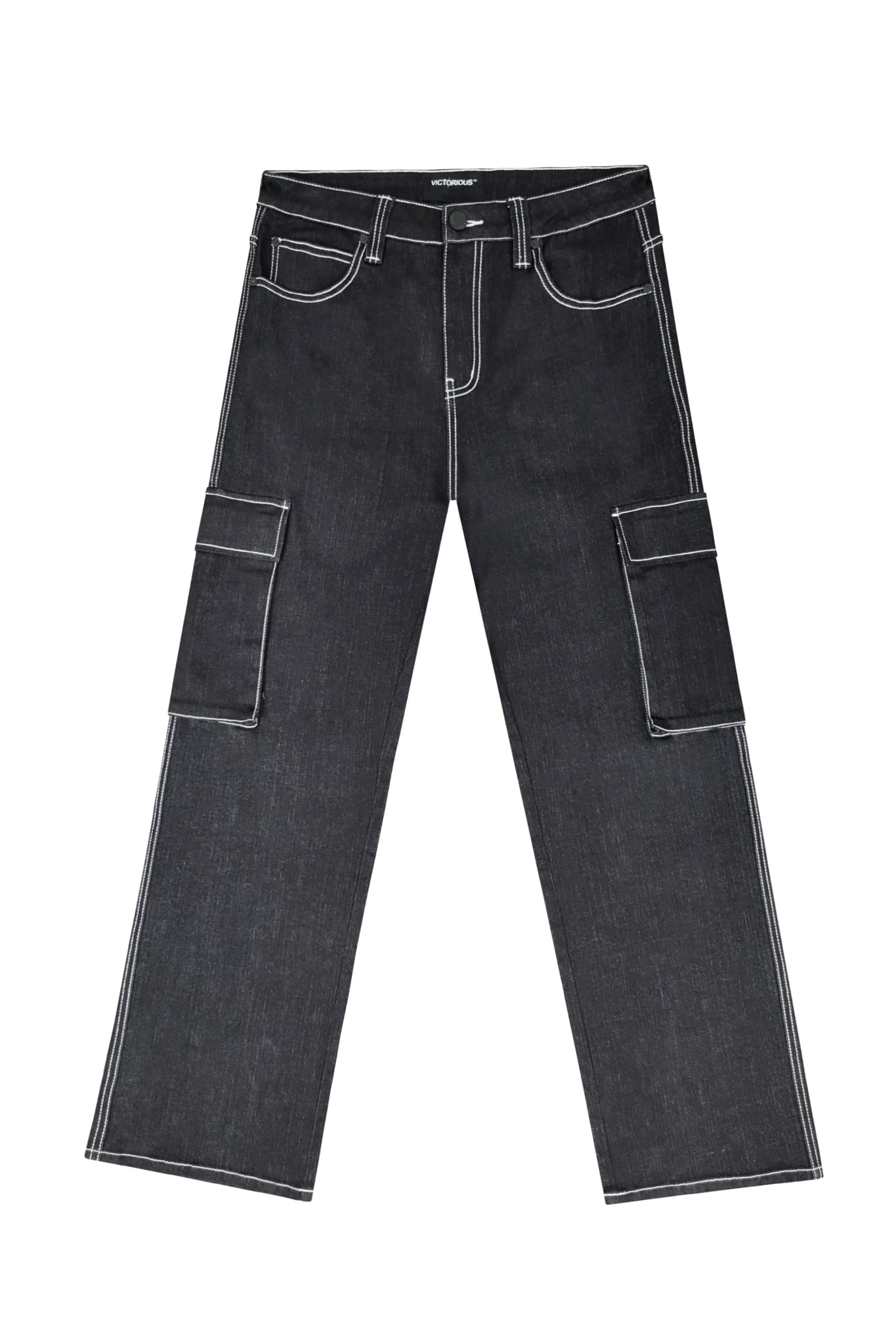 Baggy Fit Raw Denim Cargo Jeans