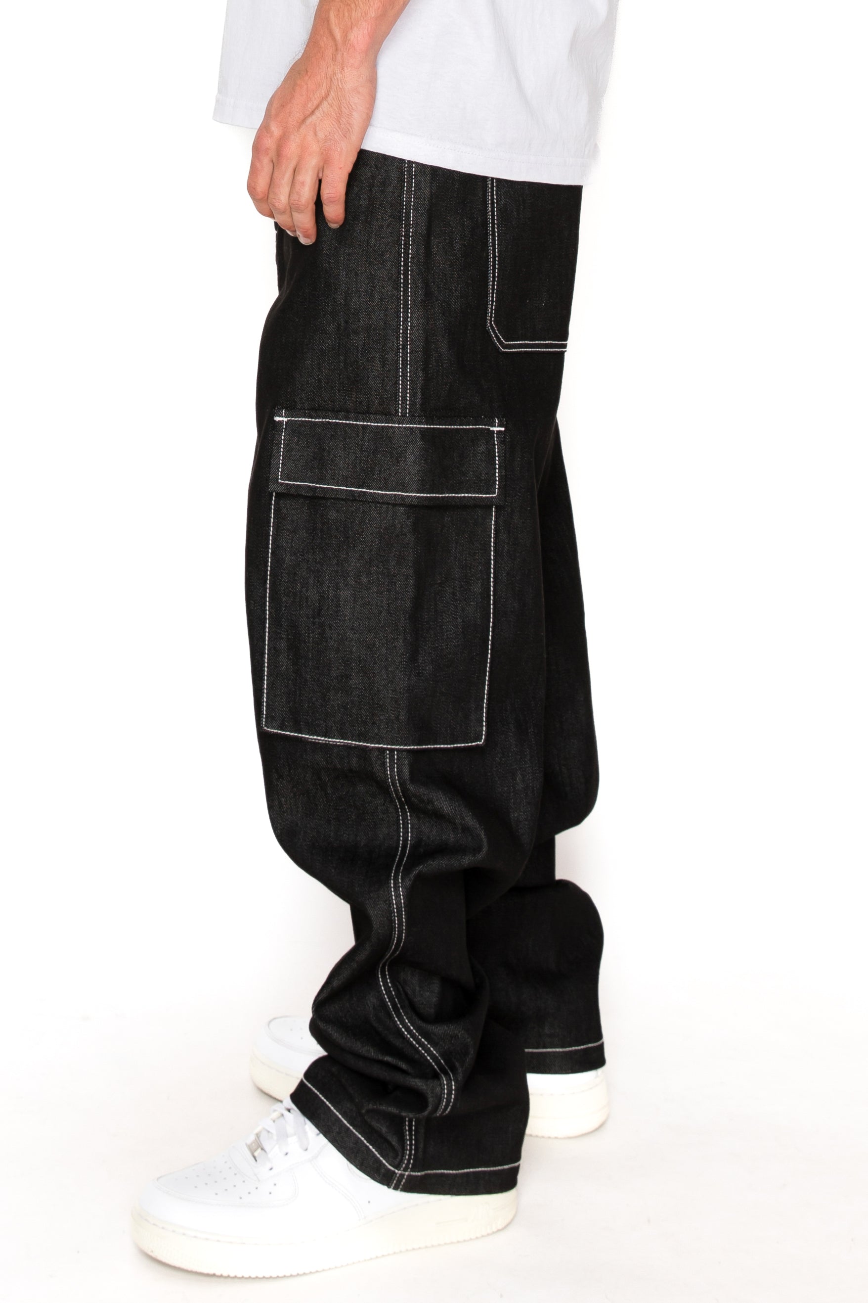 Men's VALOR Baggy Fit Raw Denim Cargo Jeans | VICTORIOUS