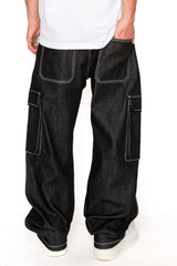 VALOR Baggy Fit Raw Denim Cargo Jeans