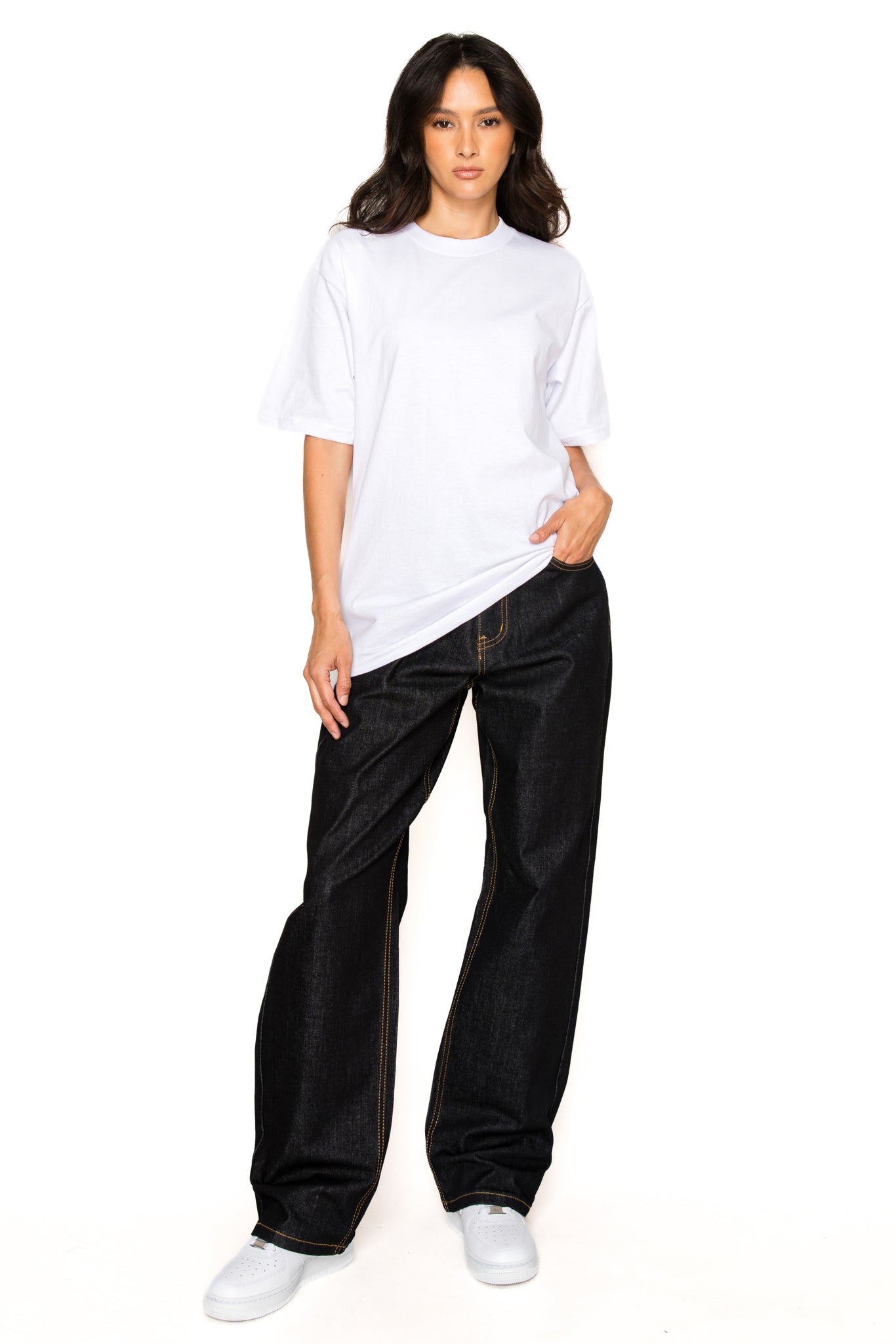 Womens Essential Baggy Raw Denim Jeans