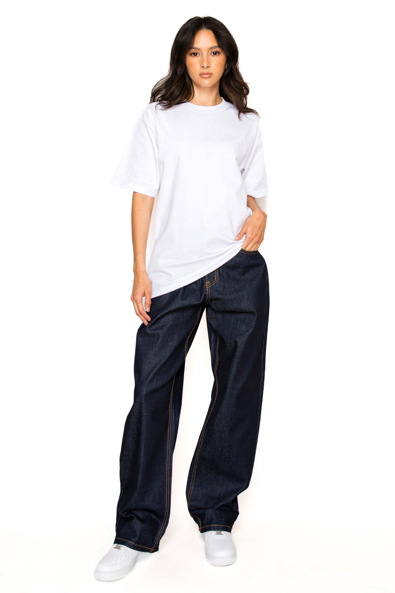 Womens Essential Baggy Raw Denim Jeans