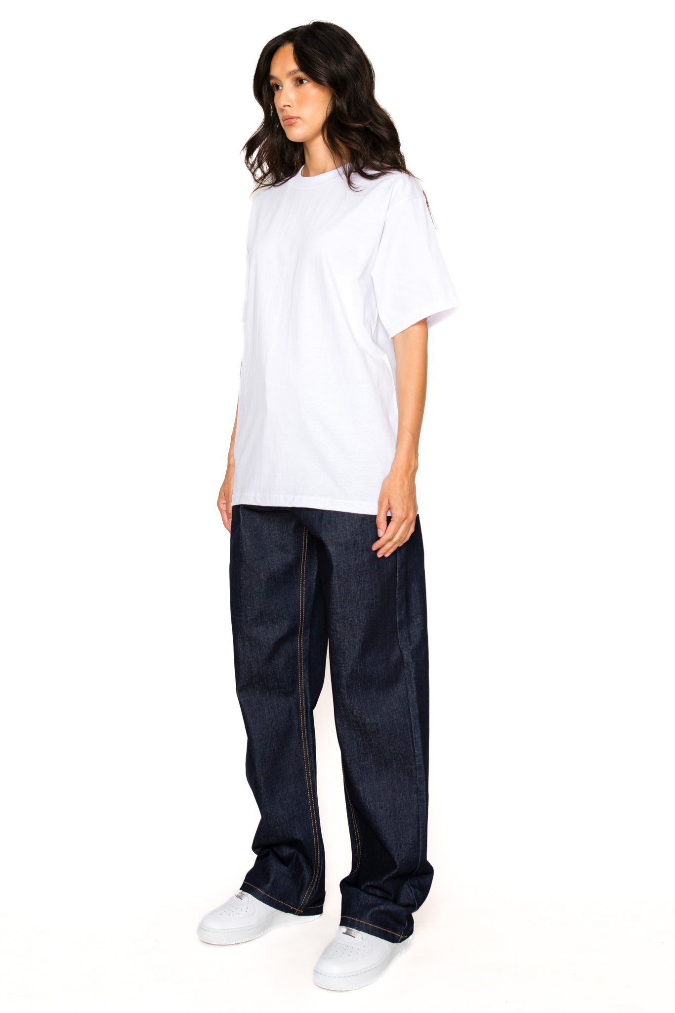 Womens Essential Baggy Raw Denim Jeans