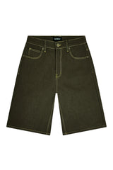 TELLUS Baggy Fit Raw Denim Shorts