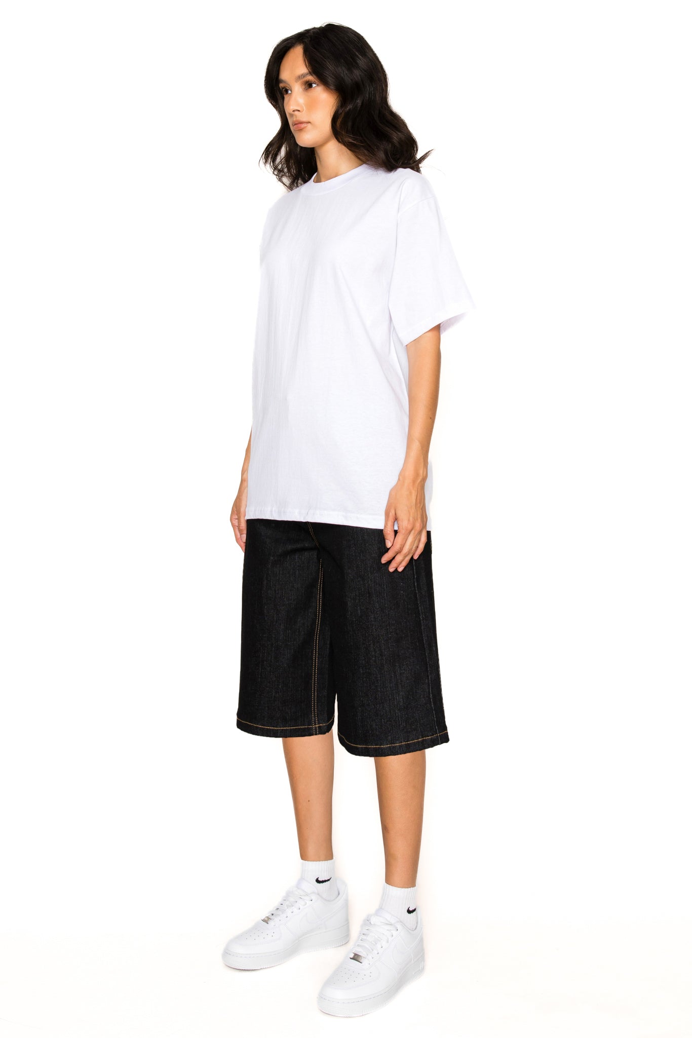 Womens Essential Baggy Raw Denim Jorts
