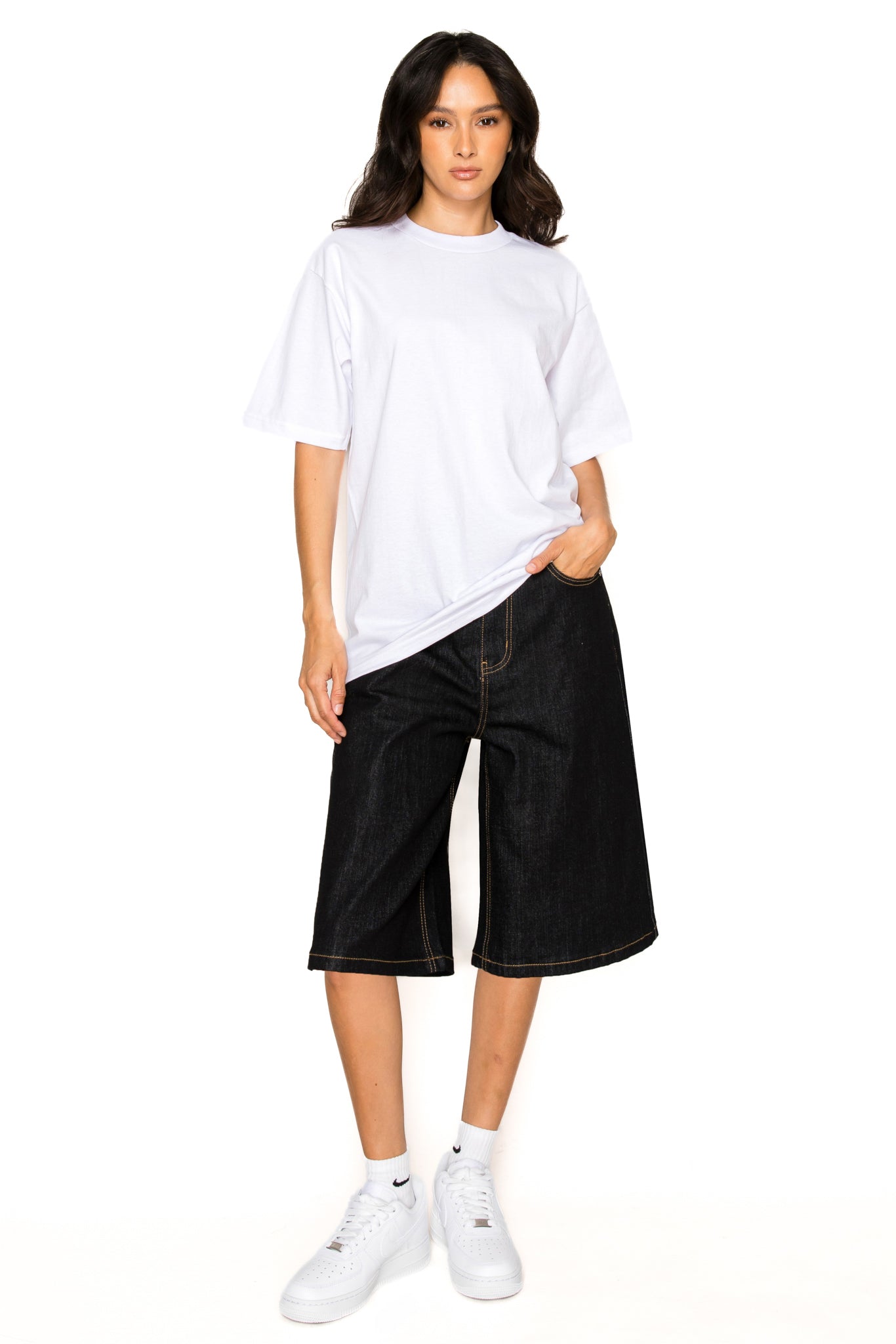 Womens Essential Baggy Raw Denim Jorts