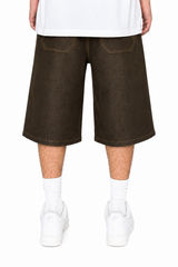 TELLUS Baggy Fit Raw Denim Shorts